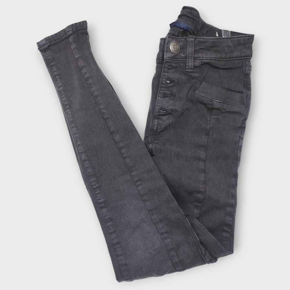 Womens American Eagle High Rise Jegging Next Level Stretch Black Size 0 Regular